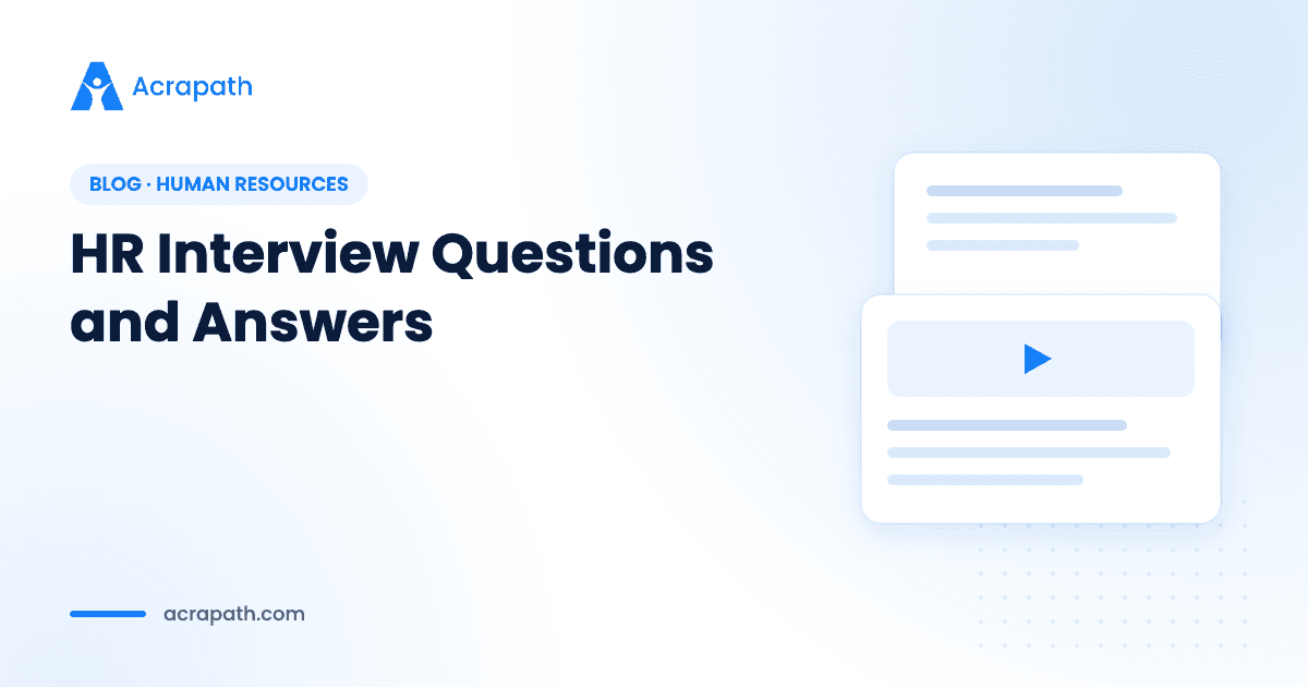 Acrapath blog cover with question cards for HR executive and recruiter interview preparation